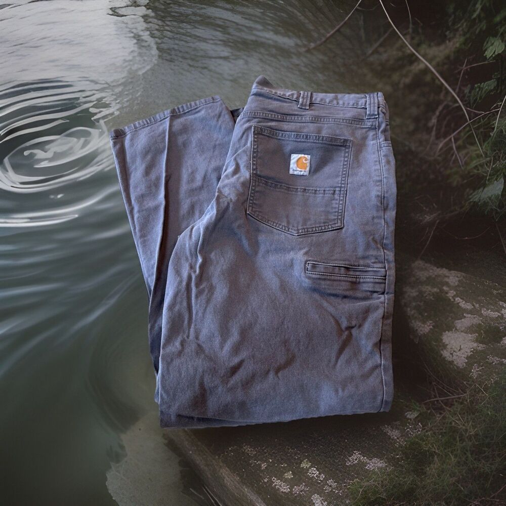 Carhartt Pants Mens 36x30 Gray Relaxed Fit Carpenter Canvas Workwear 102517-039